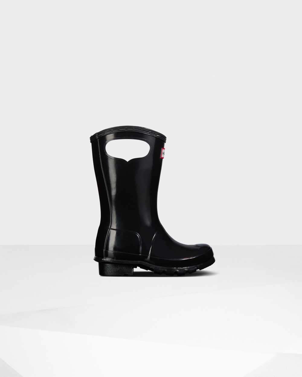 Hunter Original Big Grab Handle Gloss Kids Rain Boots NZ-99958U Black